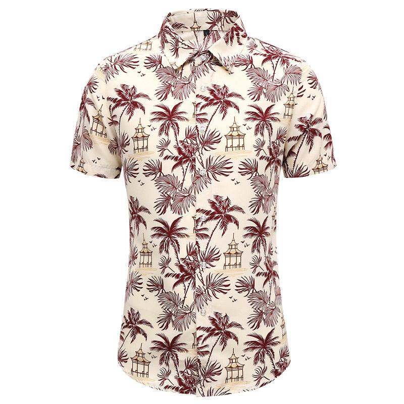 Fashion Design Hawaii Beach Short Sleeve Casual Shirts Men's Print Blouse Summer Clothing Plus 5681 1