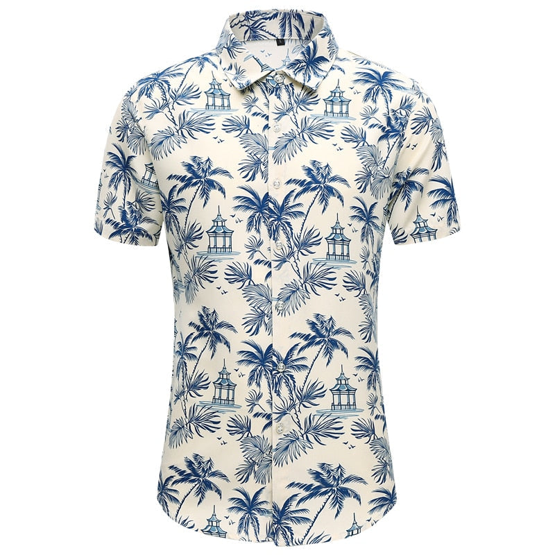 Fashion Design Hawaii Beach Short Sleeve Casual Shirts Men's Print Blouse Summer Clothing Plus 5681 2