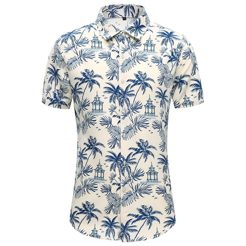 Fashion Design Hawaii Beach Short Sleeve Casual Shirts Men's Print Blouse Summer Clothing Plus