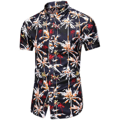 Fashion Flower Design Short Sleeve Casual Shirts Men's Hawaiian Blouse Summer Clothing C210 B