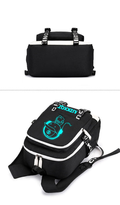 Fashion Music Luminous USB Charging Headphone Jack Backpack School Bags Laptop Backpack Schoolbag Anime Backpack