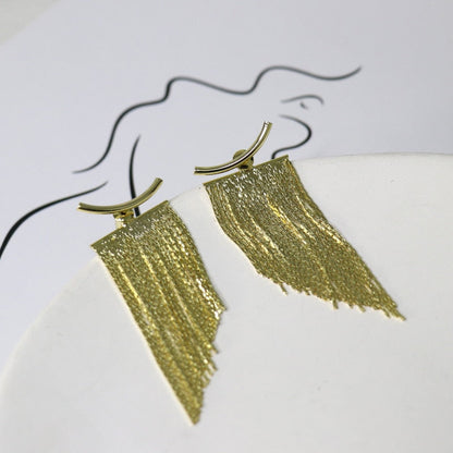 Fashion Statement Earrings Long Gold Color Statement Bling Tassel Earrings for Women Ms Wedding Daily Pendant Hot Jewelry Gift