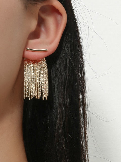 Fashion Statement Earrings Long Gold Color Statement Bling Tassel Earrings for Women Ms Wedding Daily Pendant Hot Jewelry Gift Gold Color 6