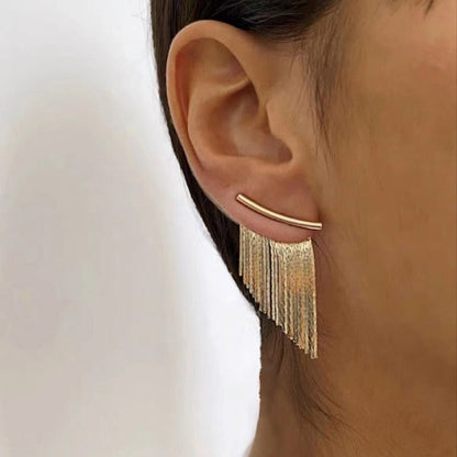 Fashion Statement Earrings Long Gold Color Statement Bling Tassel Earrings for Women Ms Wedding Daily Pendant Hot Jewelry Gift Gold Color 1