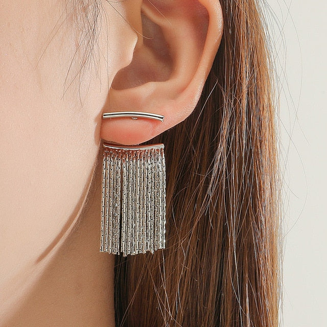 Fashion Statement Earrings Long Gold Color Statement Bling Tassel Earrings for Women Ms Wedding Daily Pendant Hot Jewelry Gift Sliver Color 6