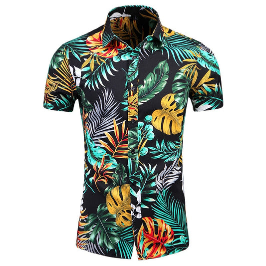 Fashion Summer Clothes Print Brand Hawaiian Beach Shirts For Mens Short Sleeves Casual Blouse Oversize