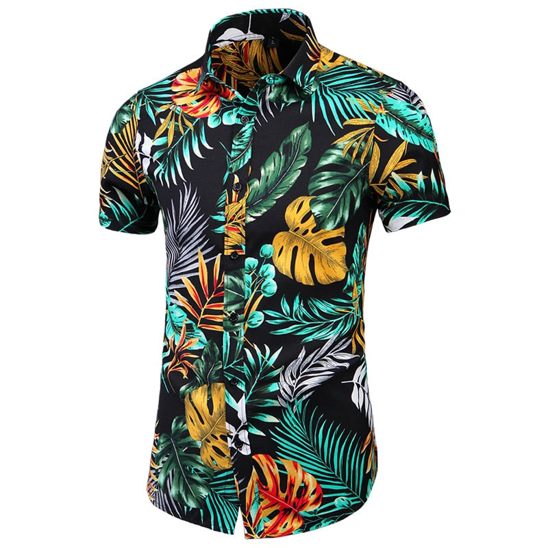 Fashion Summer Clothes Print Brand Hawaiian Beach Shirts For Mens Short Sleeves Casual Blouse Oversize