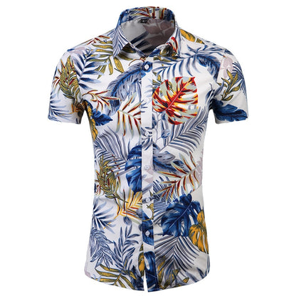 Fashion Summer Clothes Print Brand Hawaiian Beach Shirts For Mens Short Sleeves Casual Blouse Oversize
