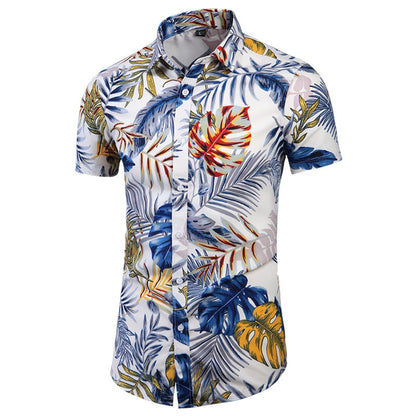 Fashion Summer Clothes Print Brand Hawaiian Beach Shirts For Mens Short Sleeves Casual Blouse Oversize 6865 W