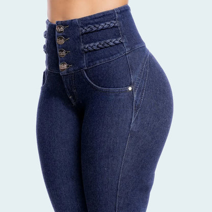 Fashion Thin Leg Elastic Jeans Women High Waist Skinny Denim Pants Oversize Trousers Shaping Butt Lift Jeans Blue