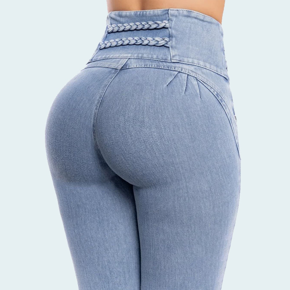Fashion Thin Leg Elastic Jeans Women High Waist Skinny Denim Pants Oversize Trousers Shaping Butt Lift Jeans