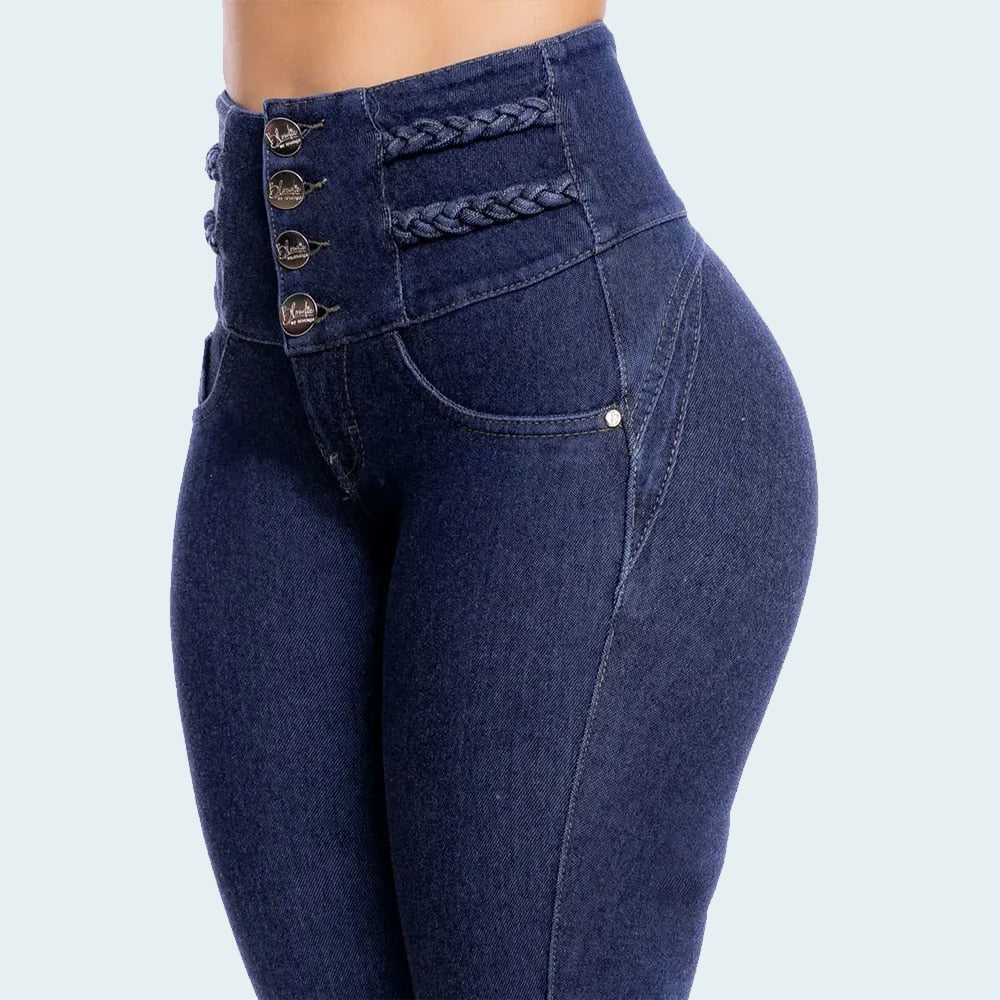 Fashion Thin Leg Elastic Jeans Women High Waist Skinny Denim Pants Oversize Trousers Shaping Butt Lift Jeans