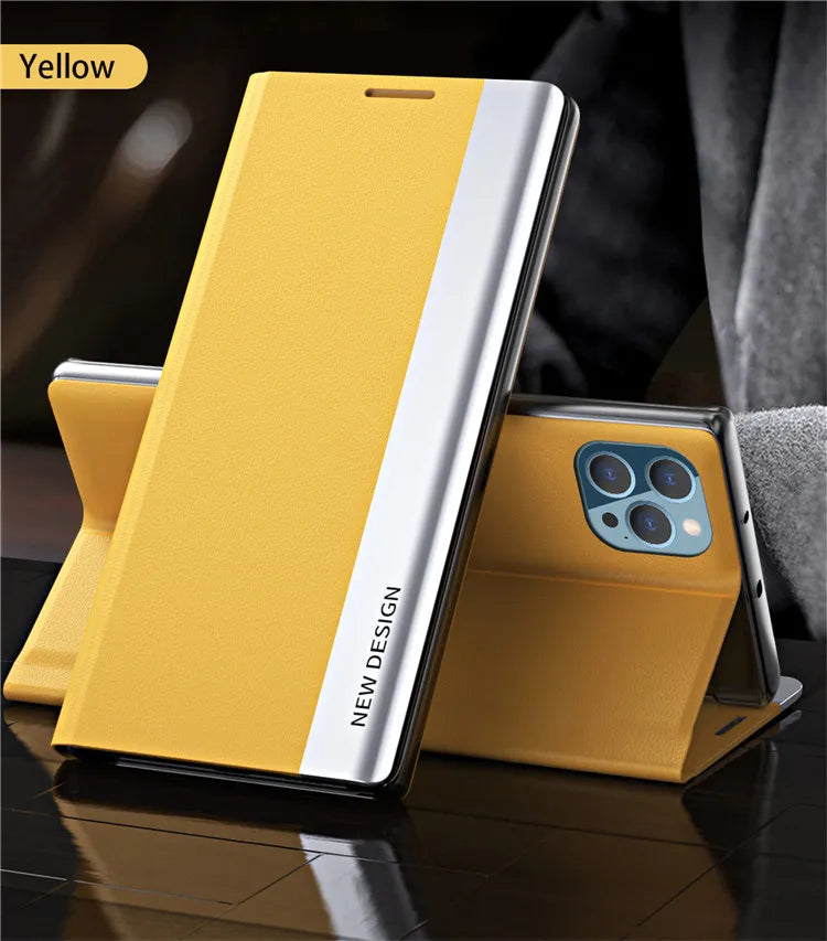 Flip Leather Case For Xiaomi 11T 11Pro Redmi Note 12 5G 11 4G 10S 9S 8T Pro Max 10 POCO X5 Luxury Stand Book Cover Phone Coque Yellow