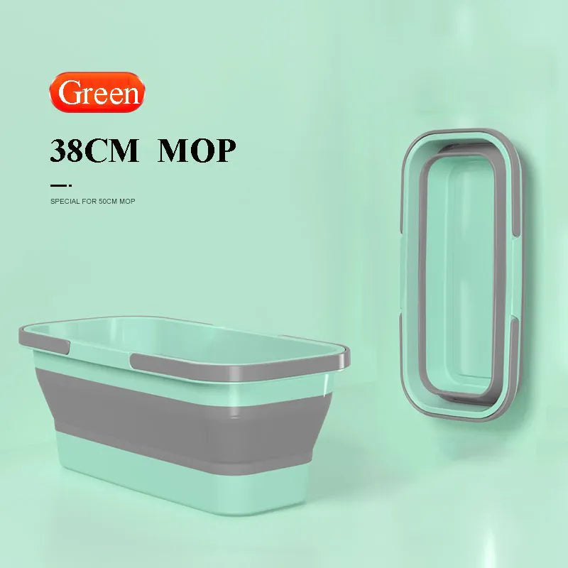 Folding Mop Bucket With Flat Squeeze Mop Portable Cleaning Fishing Promotion Camping Car Outdoor Wash Replacement Household Tool Grey Green