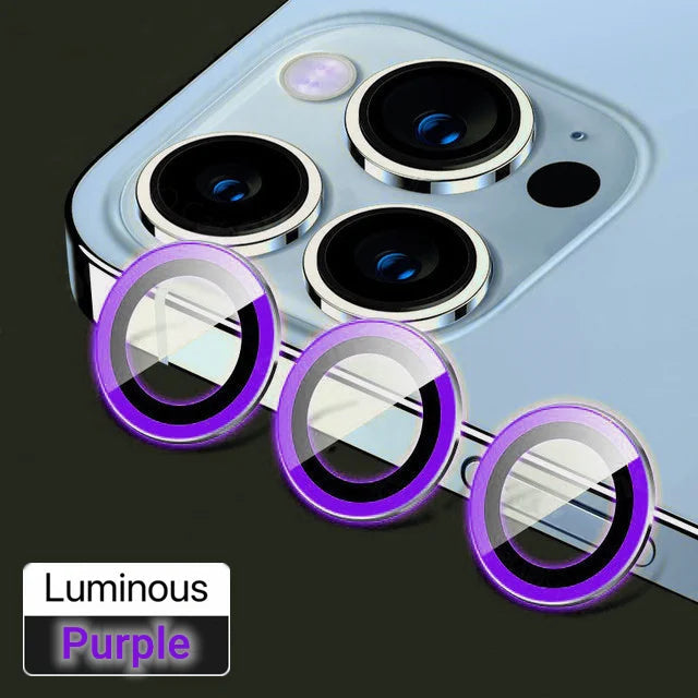 For IPhone 11 12 Pro Max Diamond Metal Camera Protector for IPhone Mini Camera Protector 3PCS/Set Lens Protection Glass Luminous Purple