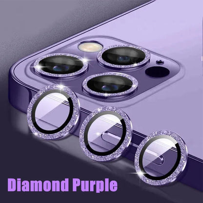For IPhone 11 12 Pro Max Diamond Metal Camera Protector for IPhone Mini Camera Protector 3PCS/Set Lens Protection Glass Purple Diamond