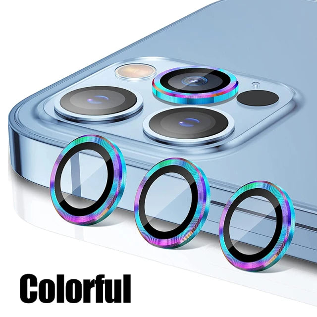 For IPhone 11 12 Pro Max Diamond Metal Camera Protector for IPhone Mini Camera Protector 3PCS/Set Lens Protection Glass Colorful