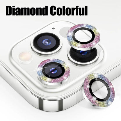 For IPhone 11 12 Pro Max Diamond Metal Camera Protector for IPhone Mini Camera Protector 3PCS/Set Lens Protection Glass Colorful Diamond