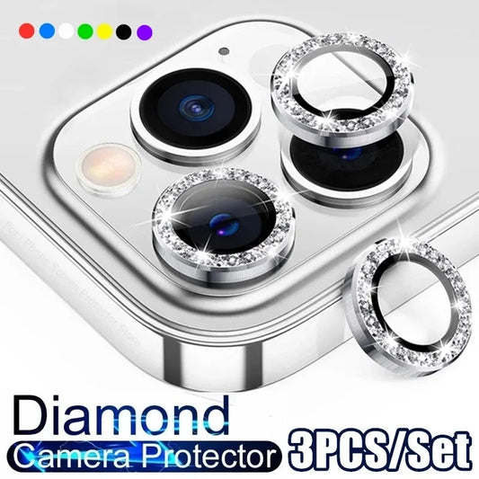 For IPhone 11 12 Pro Max Diamond Metal Camera Protector for IPhone Mini Camera Protector 3PCS/Set Lens Protection Glass