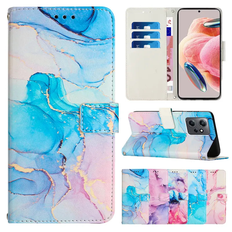 For Xiaomi 13 12 Lite Mi 11 Redmi 12C 10C A1 Note 12 12S 12 Pro 11S 11 Pro 10 Poco X5 F5 Wallet Painted Leather Cover Phone Case