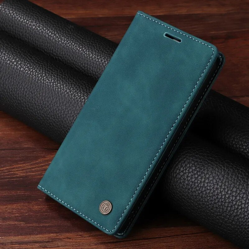 For Xiaomi Redmi 12C 10 9 9A 9T Note 12 12S 12 Pro Plus 11 Pro 10 Pro 9 Pro 9S 8 Pro Poco X3 Pro F5 Wallet Magnetic Leather Case Green