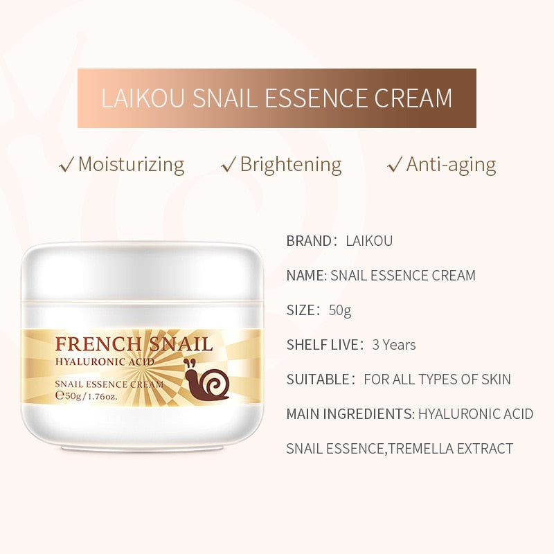 French Snail Hyaluronic Acid Face Cream Moisturizing Anti-aging Wrinkle Cream Improve Cracked Dry Rough Skin Facial Cream