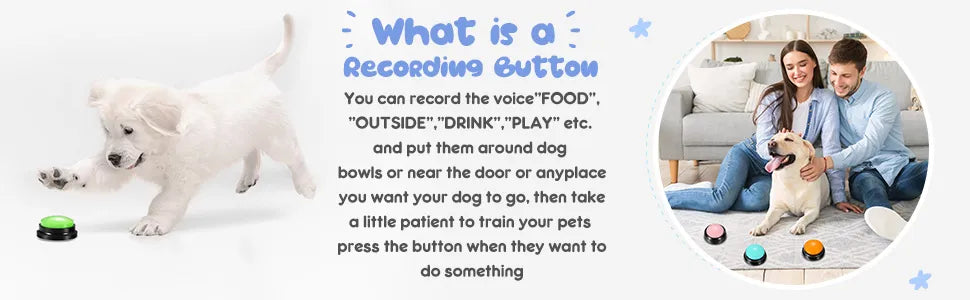 Funny Dog Recordable Pet Toys Travel Talking Pet Starters Pet Speaking Buttons Portable Cute Pet Supplies Communication Dog