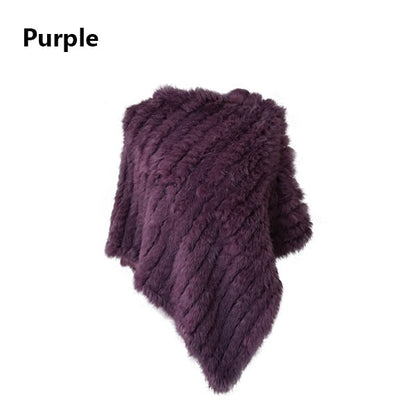 Fur Knitted Fur Poncho Vest Fashion Wrap Coat Shawl Lady Scarf Natural Fur Wedding Party Wholesale Cape Lavender One Size