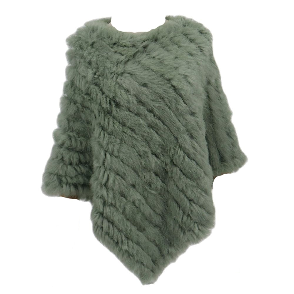 Fur Knitted Fur Poncho Vest Fashion Wrap Coat Shawl Lady Scarf Natural Fur Wedding Party Wholesale Cape Light Green One Size