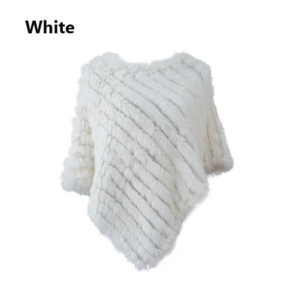 Fur Knitted Fur Poncho Vest Fashion Wrap Coat Shawl Lady Scarf Natural Fur Wedding Party Wholesale Cape White One Size