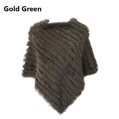 Fur Knitted Fur Poncho Vest Fashion Wrap Coat Shawl Lady Scarf Natural Fur Wedding Party Wholesale Cape Gold Green One Size