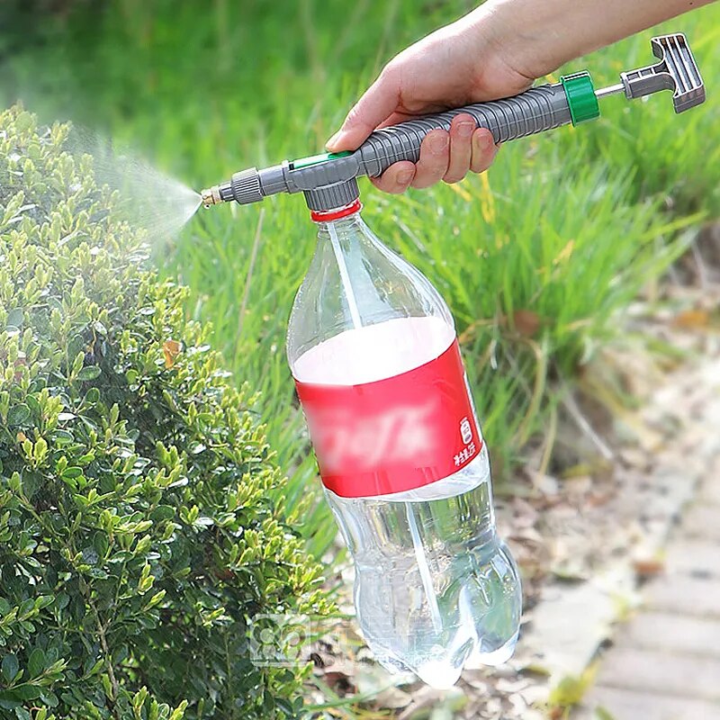Garden Watering Sprayers Beverage Bottle Watering Can High Pressure Small Manual Pressure Adjustable Spray Head Irrigation Tools