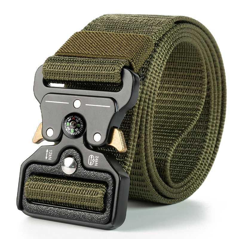 Genuine tactical belt quick release outdoor military belt soft real nylon sports accessories men and women black belt Compass green China 125CM