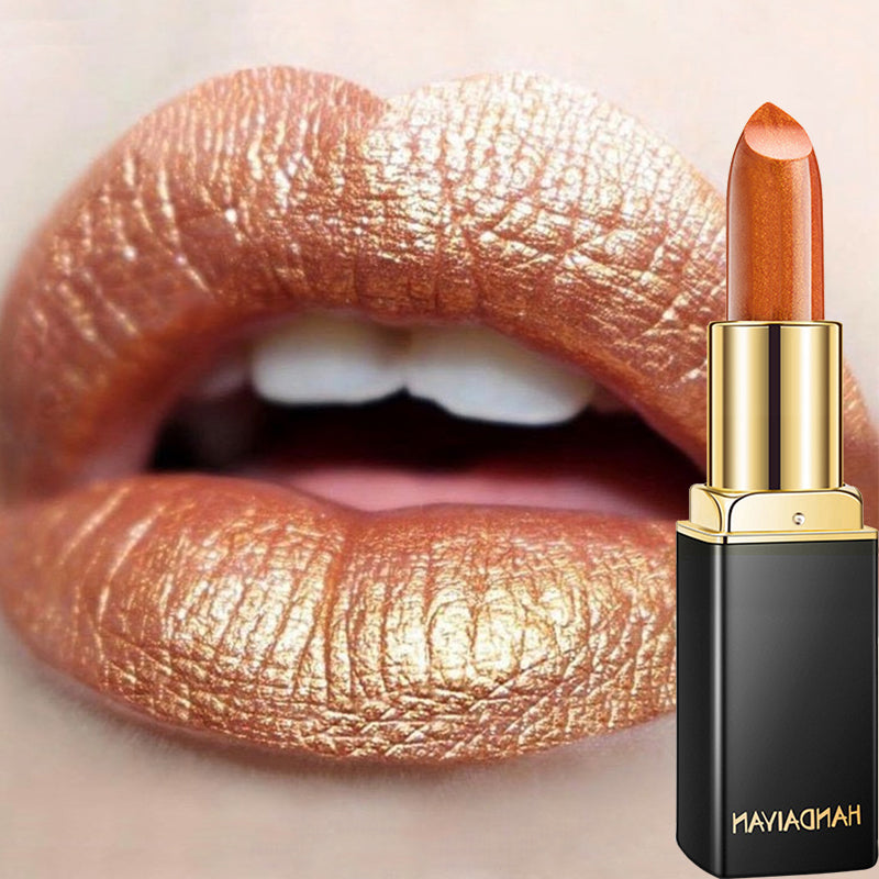 Glitter Lipstick Long Lasting Non-stick Cup Velve Sexy Nude Red Lipstick Shimmer Gold Waterproof Moisturizing Women Lips Makeup