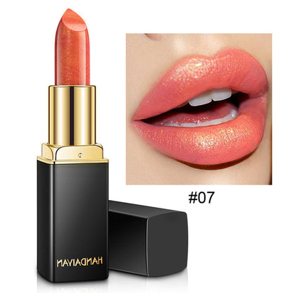 Glitter Lipstick Long Lasting Non-stick Cup Velve Sexy Nude Red Lipstick Shimmer Gold Waterproof Moisturizing Women Lips Makeup 07