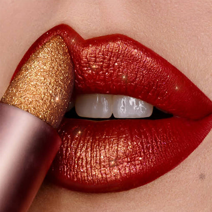 Glitter Lipstick Long Lasting Non-stick Cup Velve Sexy Nude Red Lipstick Shimmer Gold Waterproof Moisturizing Women Lips Makeup