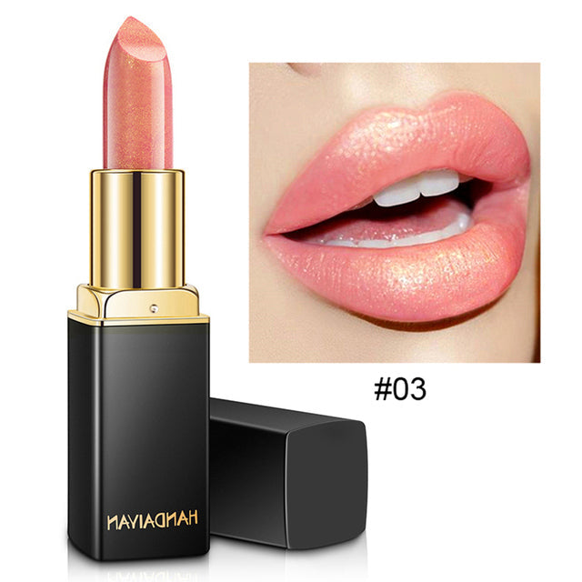 Glitter Lipstick Long Lasting Non-stick Cup Velve Sexy Nude Red Lipstick Shimmer Gold Waterproof Moisturizing Women Lips Makeup 03
