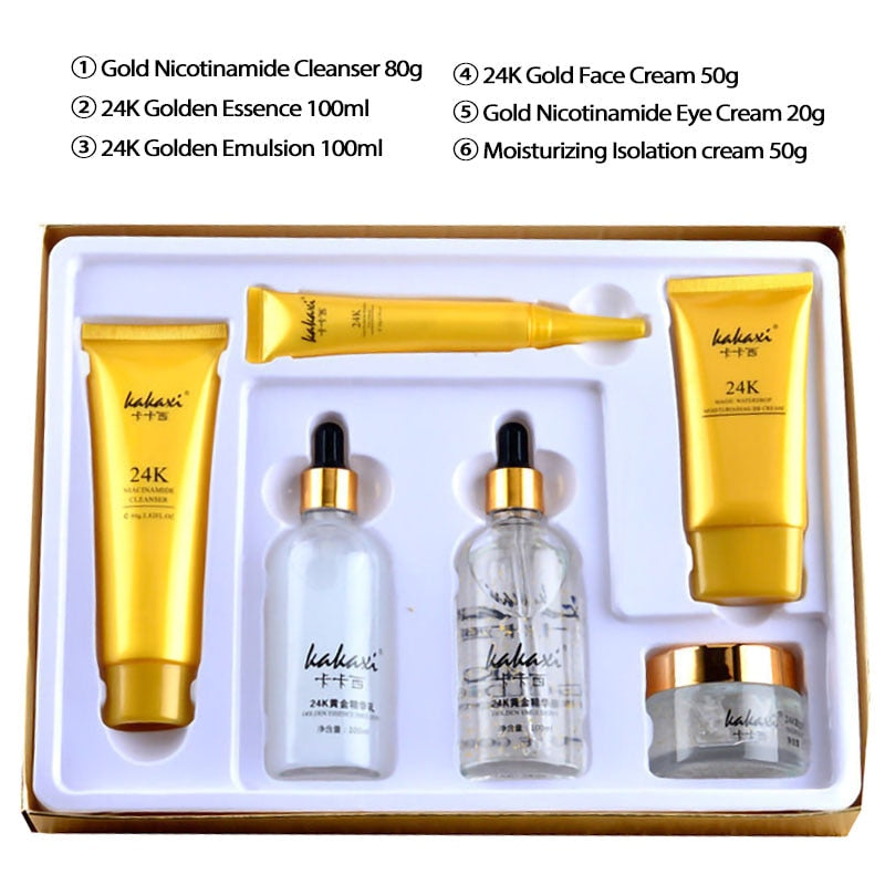 Gold Beauty Skin Care Set Nicotinamide Face Essence Eye Cream Isolation Cream Anti-aging Face Care Set With Exquisite Gift Box Default Title