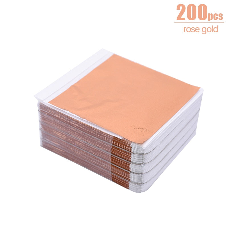 Gold and Silver Foil Sheets for DIY Art and Craft, Cake and Dessert Decorations - 100/200 Pack for Birthdays, Weddings, and Parties 200pcs rose gold