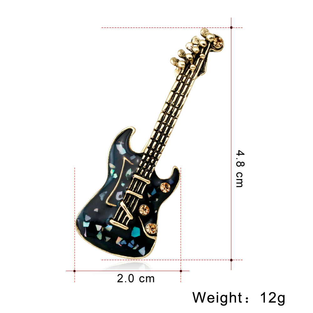 Guitar Shaped Brooches Enamel Apparel Accessory Musical Instruments Lapel Pin Club Badge Brooch