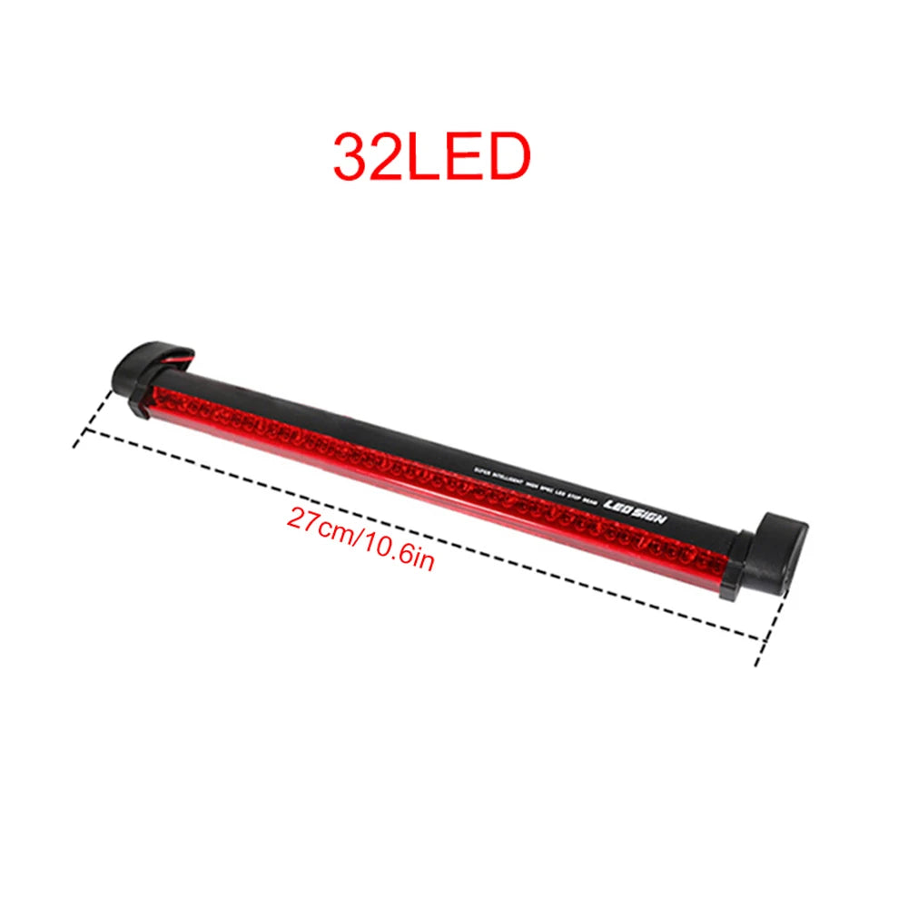 DSYCAR 12V Red Car LED Third Brake Lights Bar Rear Parking Signal Lamp Truck High Mount Stop Warning Light Universal 32LED