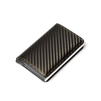 Credit Card Holder Men Woman Smart Wallet RFID Cardholder Carbon Fiber Leather Wallet Money Clip Purse Card Case TQ012-Gray