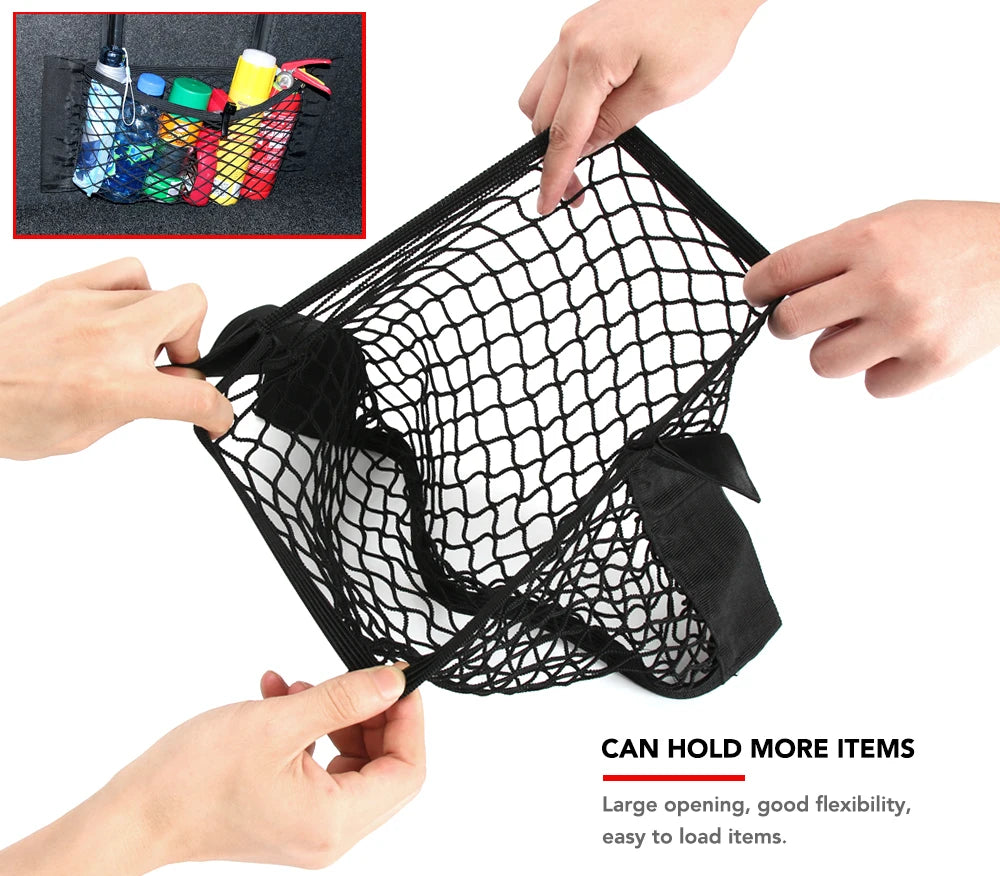 Car Back Rear Trunk Storage Net Seat Elastic String Net Magic Sticker Mesh Storage Bag Auto Organizer Seat Back Bag Freeshipping