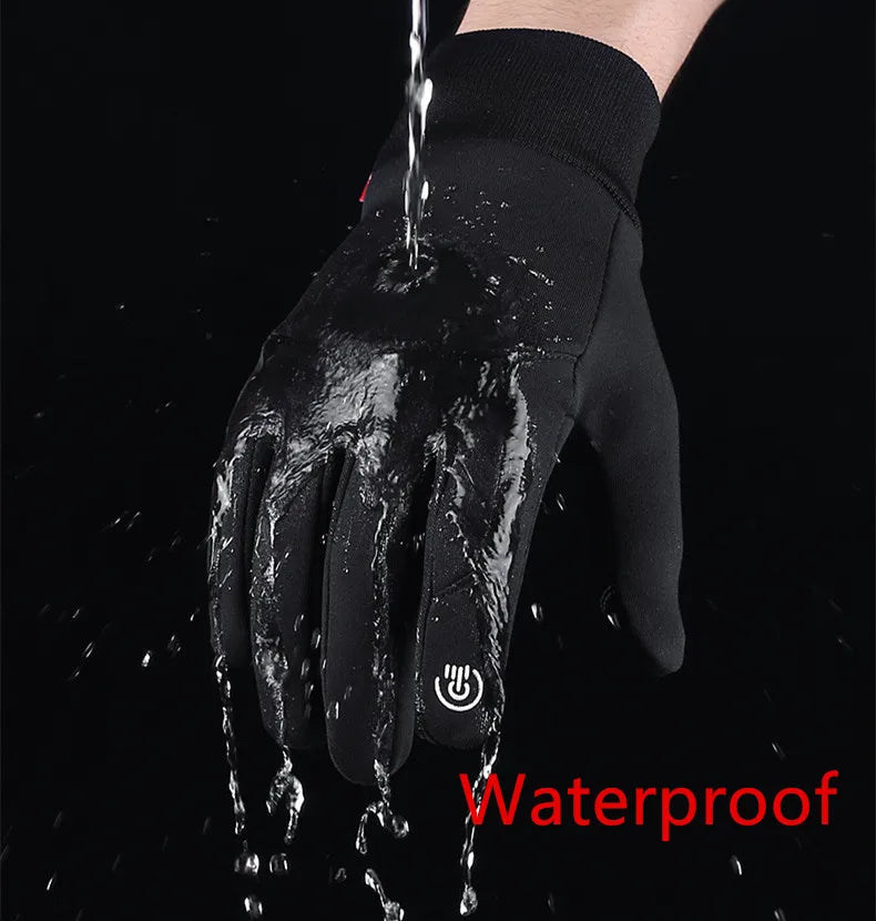 Winter Men Women Gloves Touch Cold Waterproof Motorcycle Cycle Gloves Male Outdoor Sports Warm Thermal Fleece Running Ski Gloves