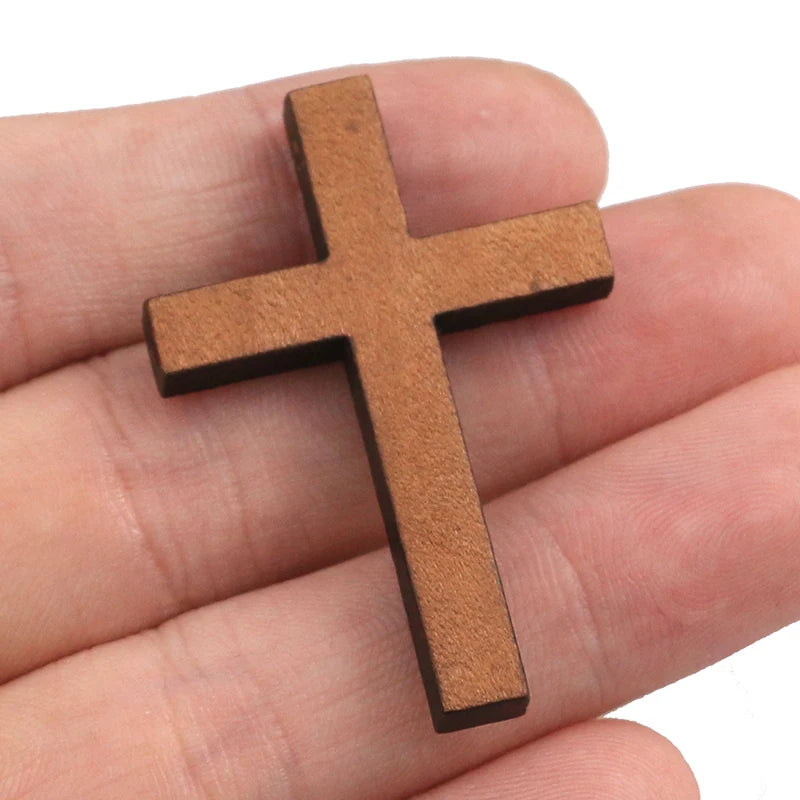 20pcs Natural Wood Cross Charms Pendant Nativity Set DIY Necklace Charm Jewelry Making Supplies Findings Handmade Accessories