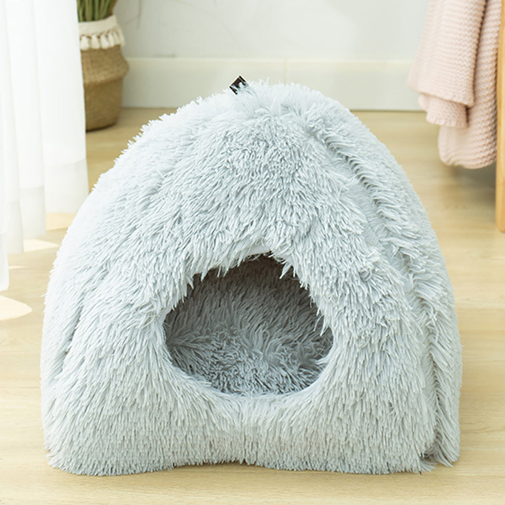 Very Soft Cat Bed Plush Cats House Pet Basket Mat Small Dog Cushion Sofa Lounger Kennel 2 In 1 Kitten Tent House Beds For Cat