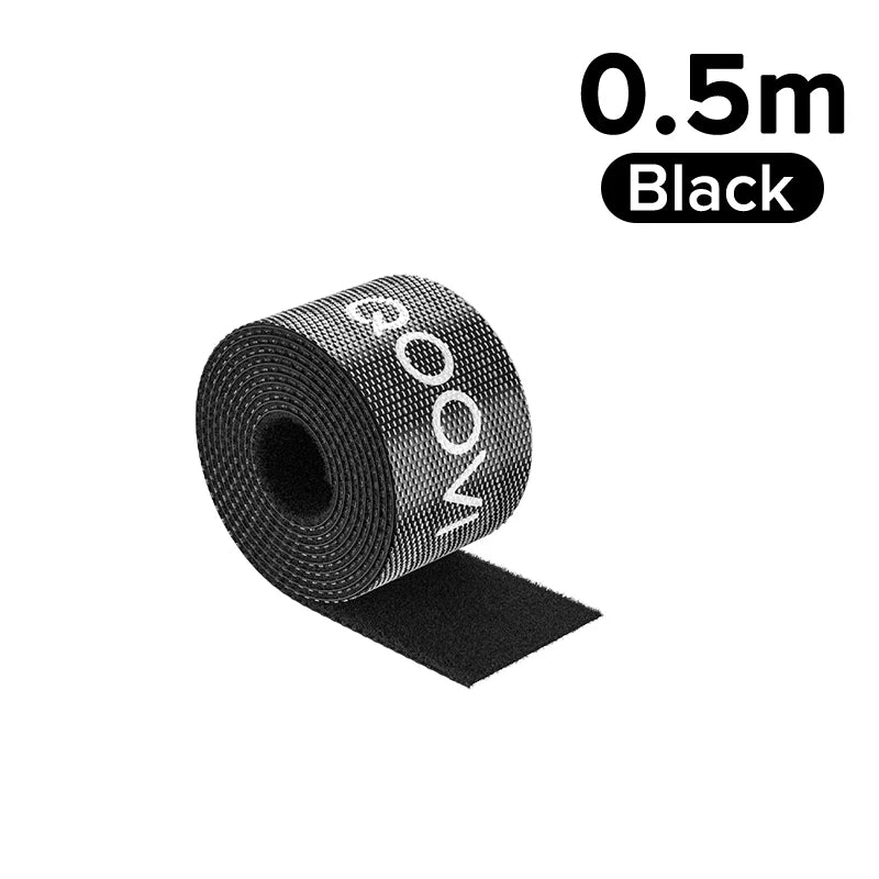 5m Cable Organizer Wire Winder Clip Earphone Holder Mouse Cord Management USB Charger Protector For iPhone Samsung Xiaomi Huawei 0.5m Black Velcro