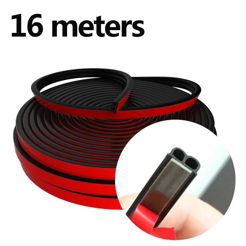 Car Door Seal Strips Sticker Weatherstrip Rubber B Shape Door Seals Sound Insulation Auto Door Sealant Automobiles Accessories 16 meters