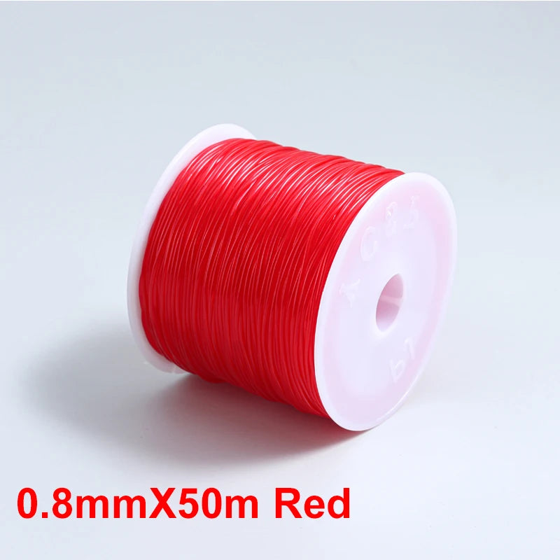 100M Plastic Crystal DIY Beading Stretch Cords Elastic Line Jewelry Making Supply Wire String jeweleri thread String Thread 0.8mmX50m Red China