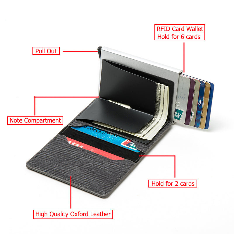 Credit Card Holder Men Woman Smart Wallet RFID Cardholder Carbon Fiber Leather Wallet Money Clip Purse Card Case